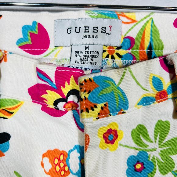 Vintage Floral Print Guess Ankle Jeans Crop Zip Fly - M - Picture 4 of 4